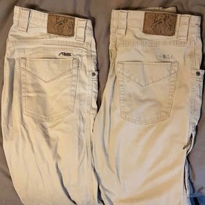 Like new 30x32 mountain khaki pants. 1 pair has zipper pocket on the right thigh